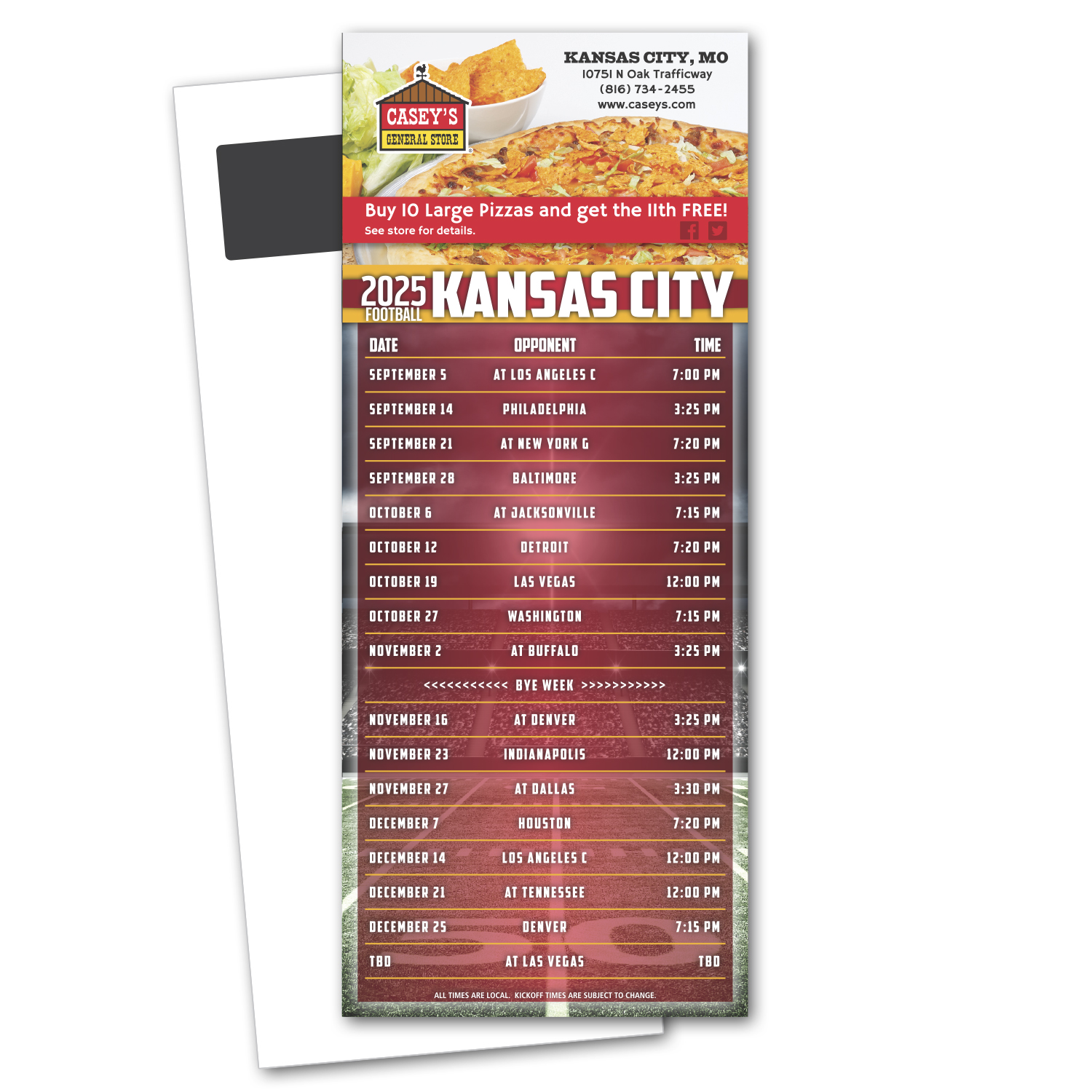 Football Schedule Magnetic Stick Up Card 10