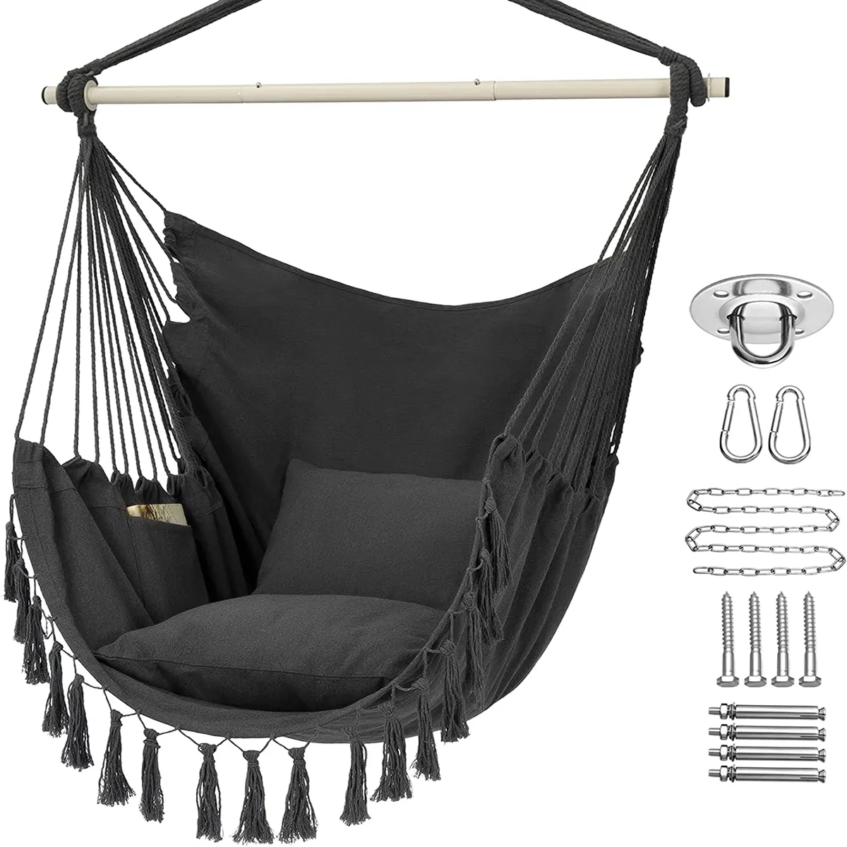 Home Macrame Hanging Hammock Chair 2