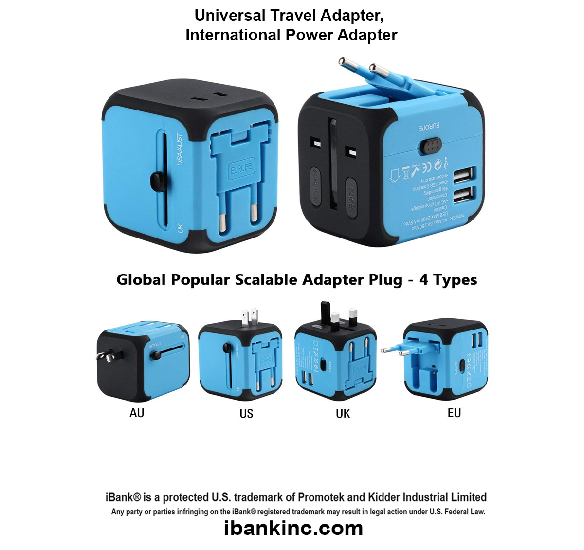 iBank ® Universal Travel Adapter, International Power Adapter 1