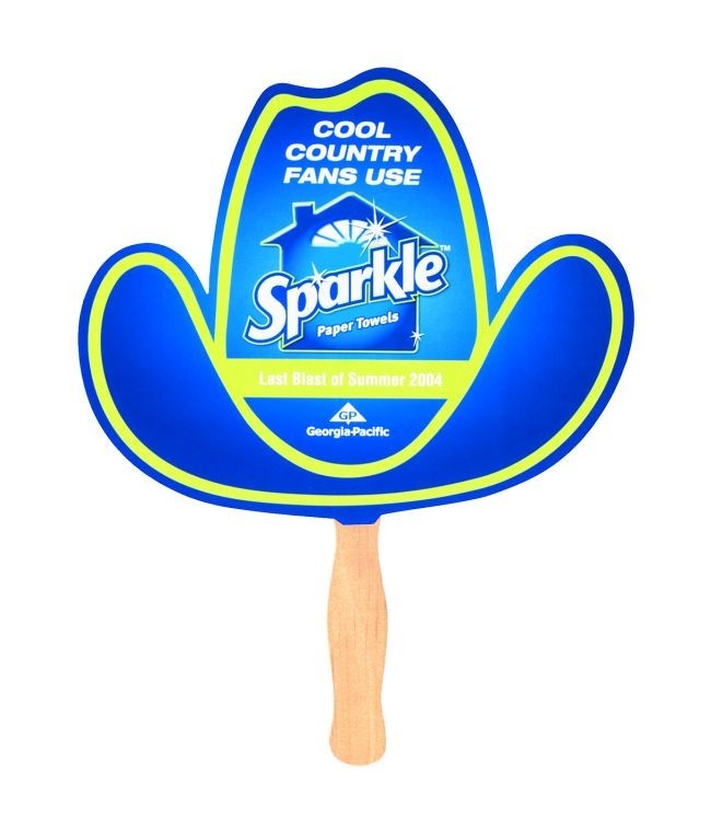Stock Cowboy Hat Shaped Hand Held Fan