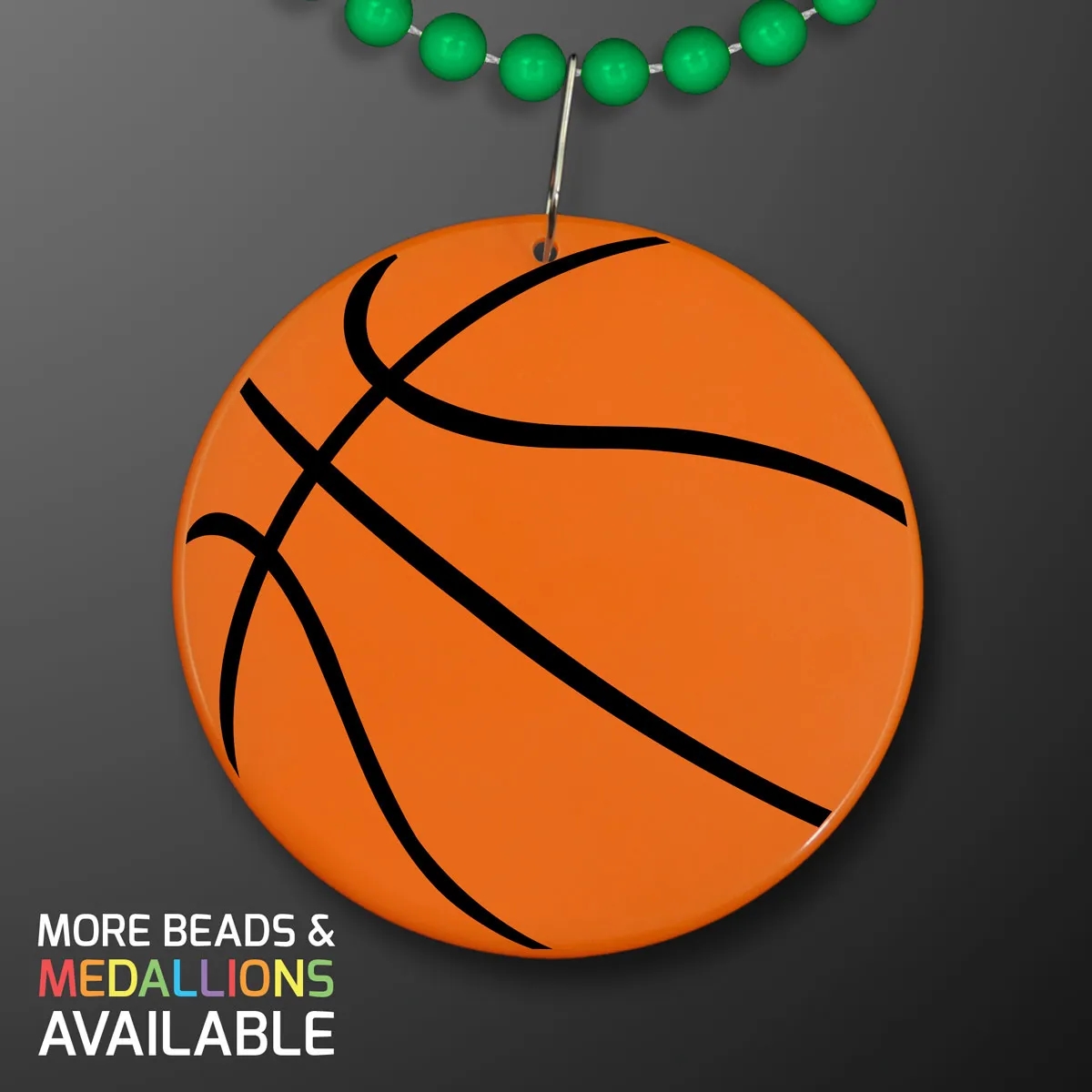 Basketball Medallion on Beads Necklace (NON-Light Up) 12