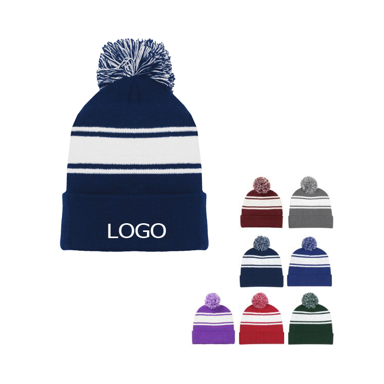Winter Knitted Beanie Hat with Pom Warm Knit Cap Beanie 2