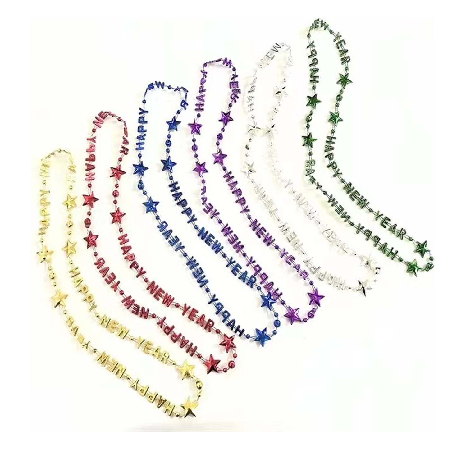 Happy New Year Party Beads in Black, Silver& Gold 3