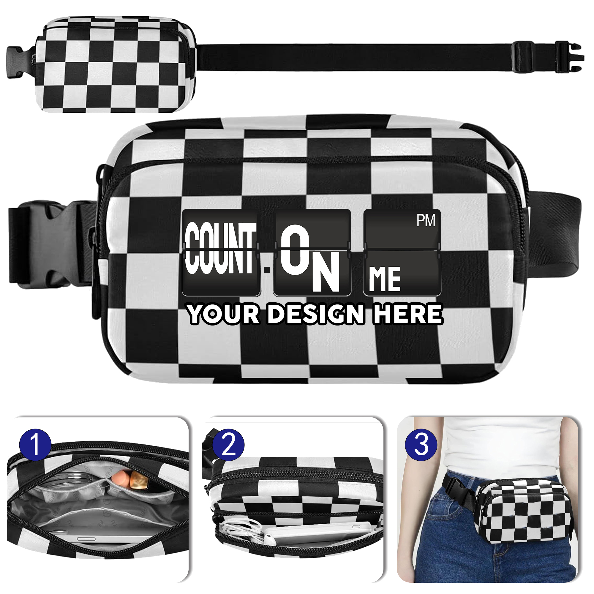 Checkered Pattern Fanny Pack 7