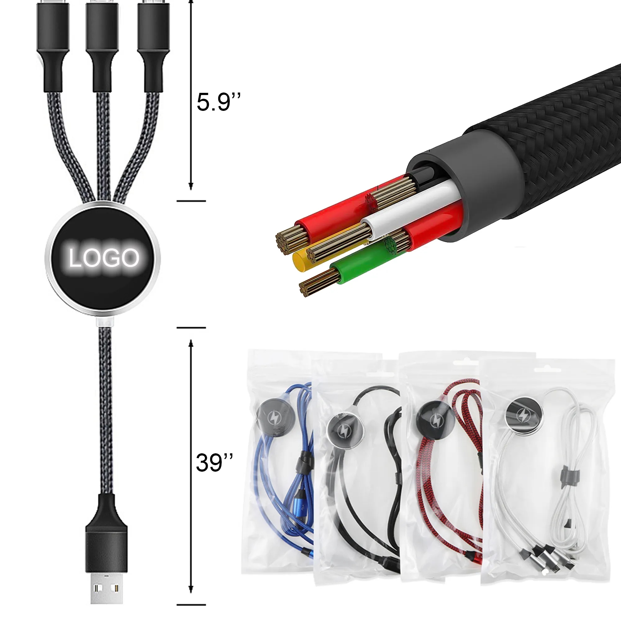Light Up 3 In 1 USB Charging Data Cable 2