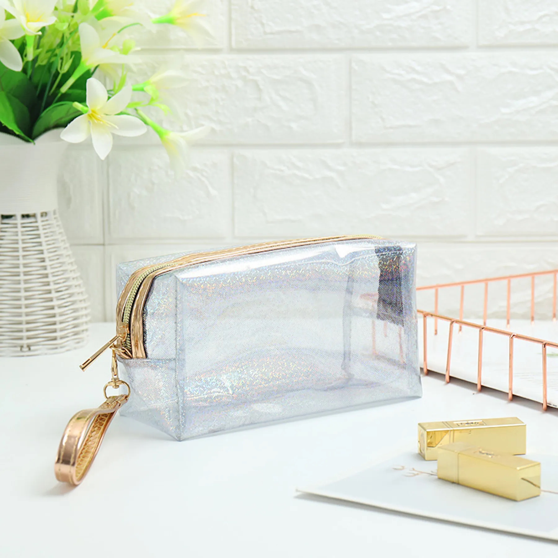 Waterproof Glitter Translucent Cosmetic Bag Woman 11