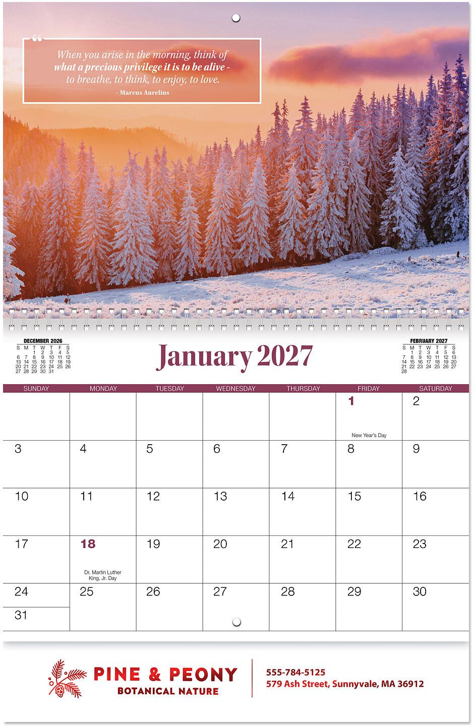 MOMENTS OF INSPIRATION SPIRAL WALL CALENDAR 15