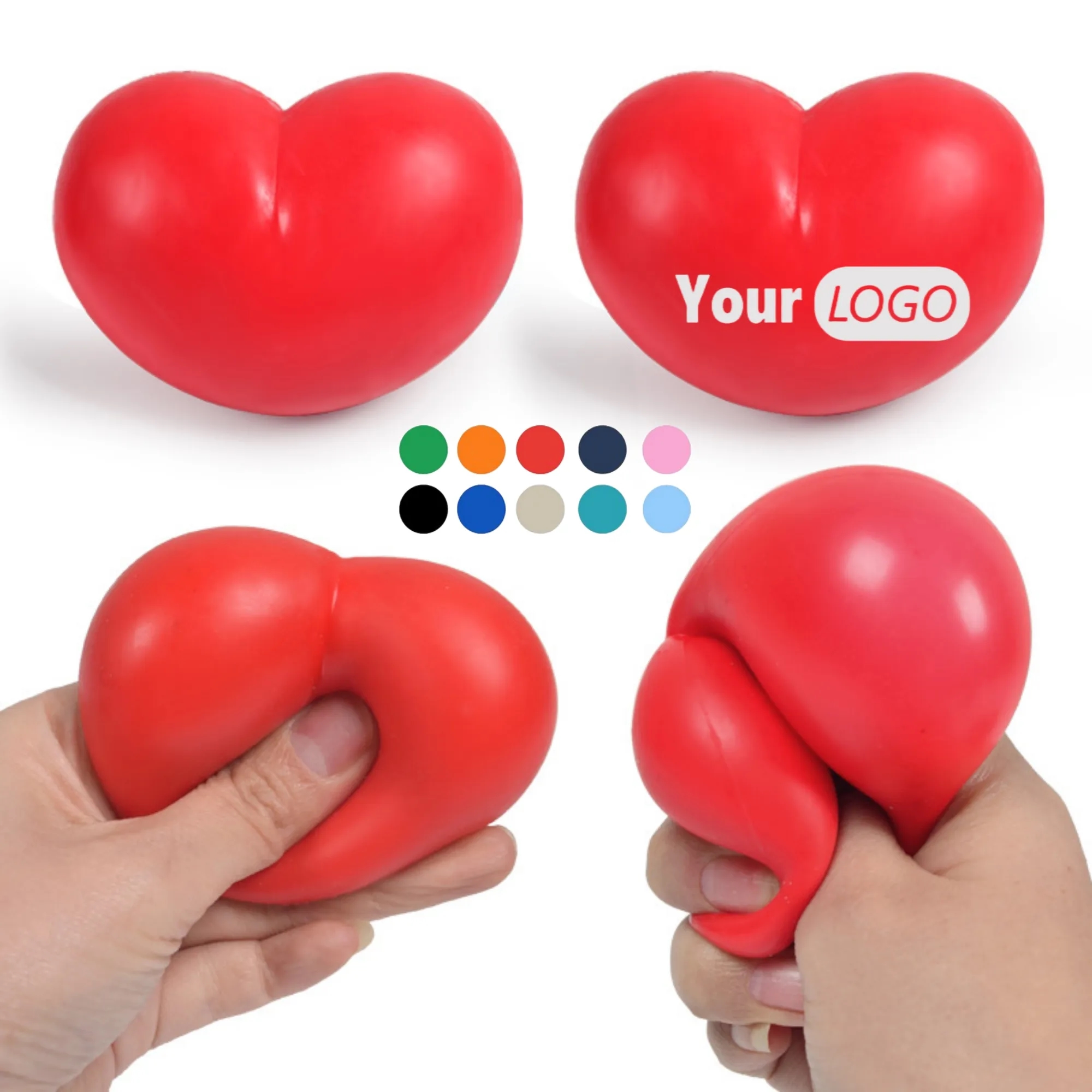 Custom Logo Heart Shape Stress Balls Pre Kindergarten Toy 3