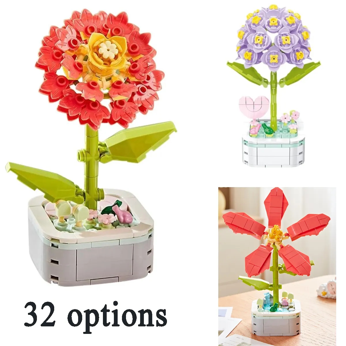Single Flower Bouquet Building Blocks Set Kit 6