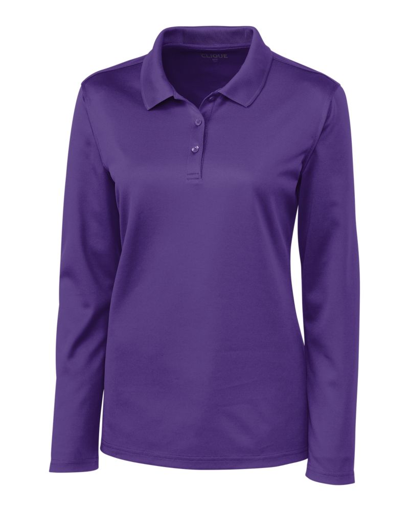 Clique Spin Solution-dyed Performance Pique Womens Long Sleeve Polo 21