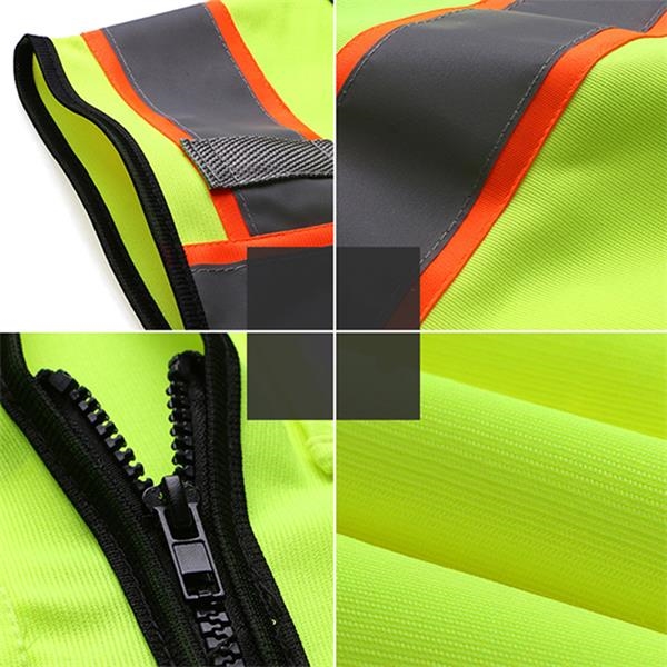 Highlight Reflective Strips Safety Vest Pocket Zipper 2