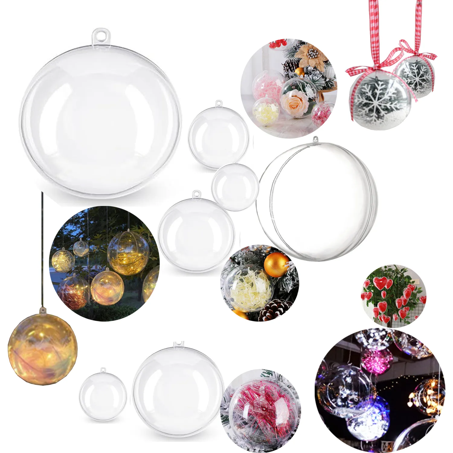Clear Plastic Acrylic Molding Balls Holiday Ornaments 6