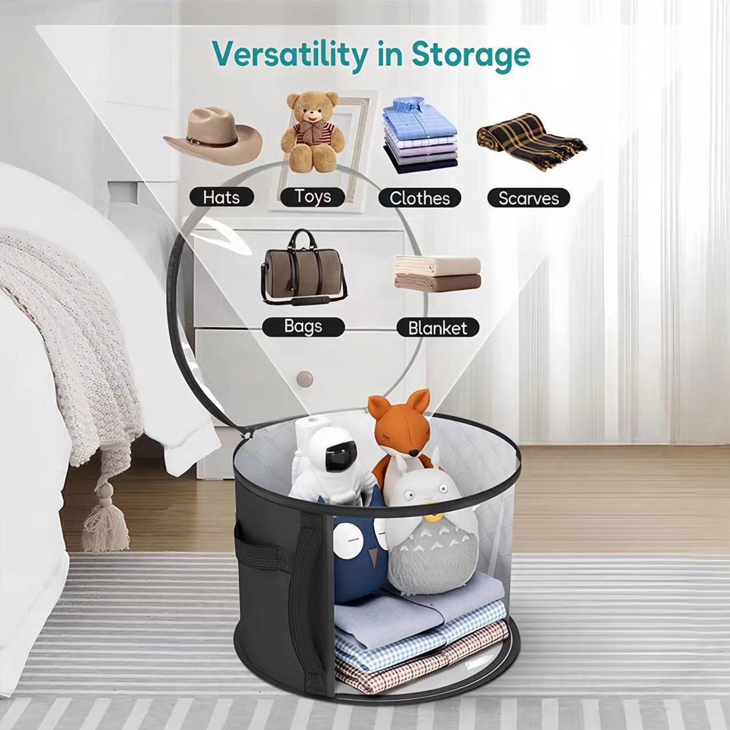 Transparent Foldable Hats Storage Box w/ Handle 8