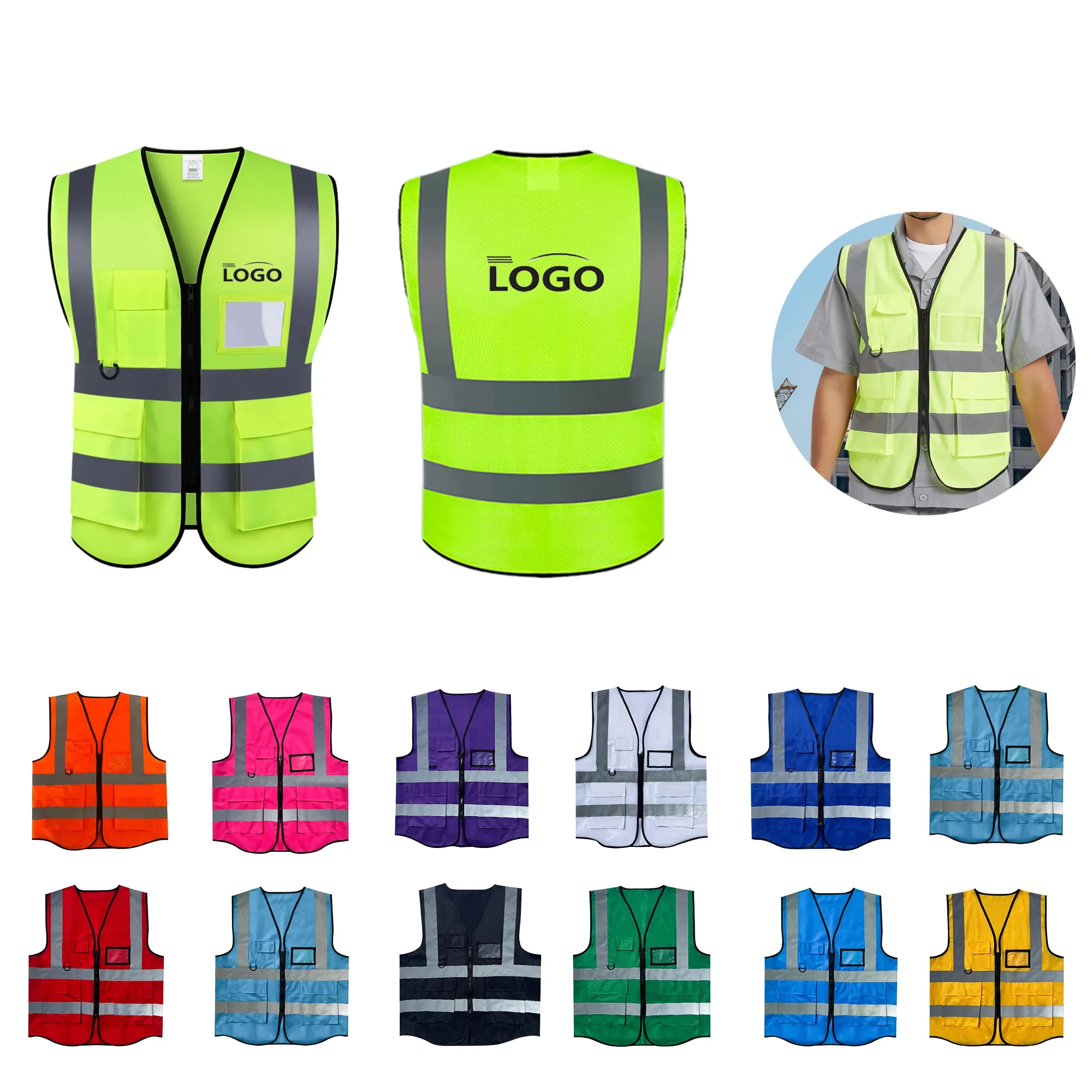 MOQ50 Multi Pocket Reflective Safety Vest 7