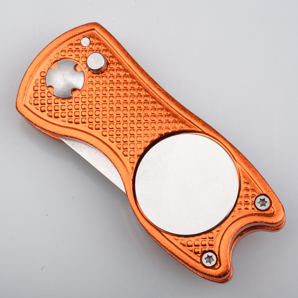 Aluminum Alloy Foldable Golf Divot Tool W/ Metal Prongs And Magnetic Ball Marker 6