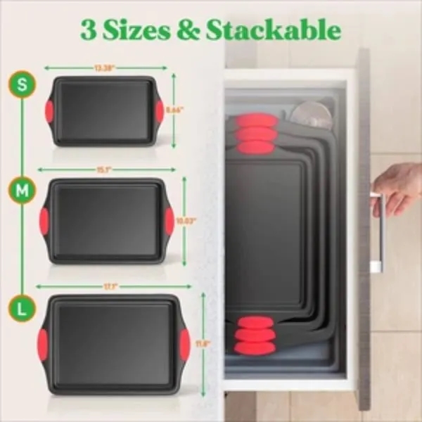 Non-Stick Kitchen Oven Baking Pans 3 Piece Set 2