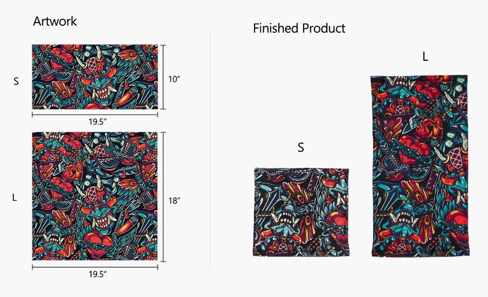 Multi-Use Neck Gaiter, Bandana w/ Full Color Sublimation 6