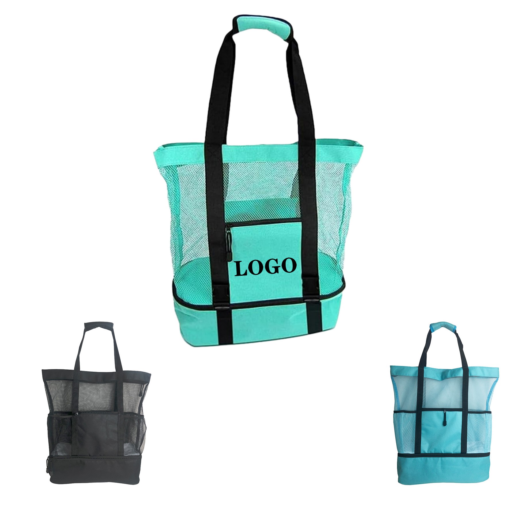 2 In 1 Beach Mesh Cooler Tote Bag
