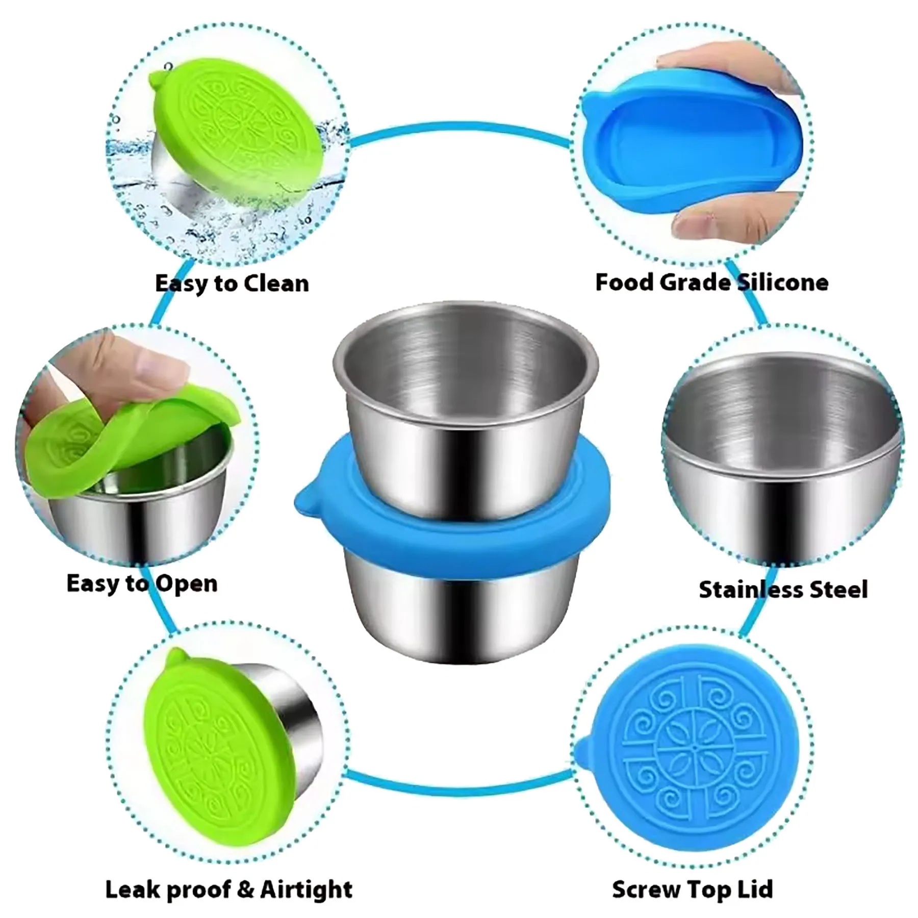 1.7 Oz Small Condiment Containers with Silicone Lids 7