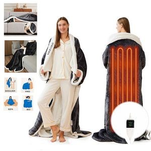 Heated Electric Sherpa Fleece Hoodie Blanket 2