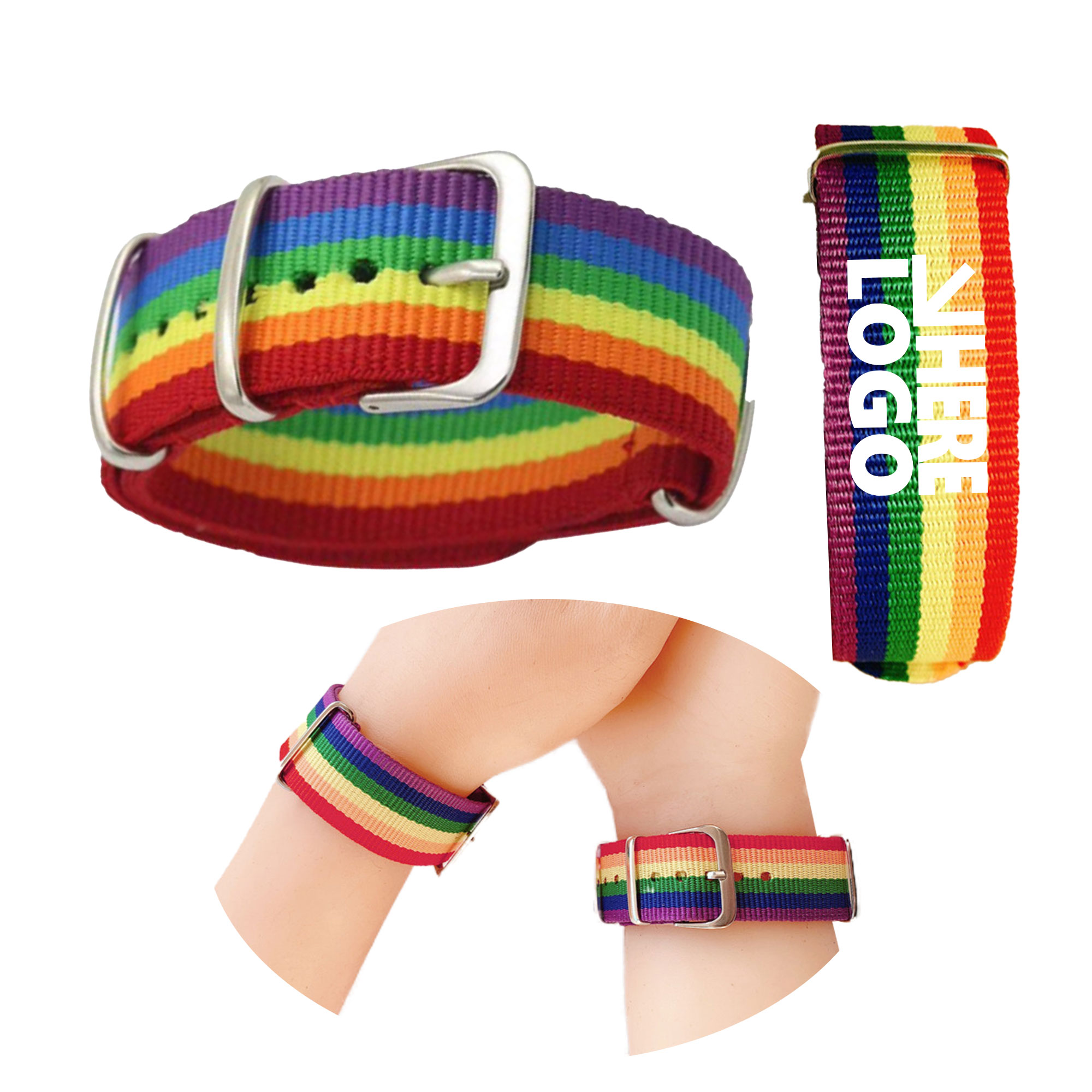 MOQ 100 Bracelet Wristband Braided Rainbow Pride Day 2