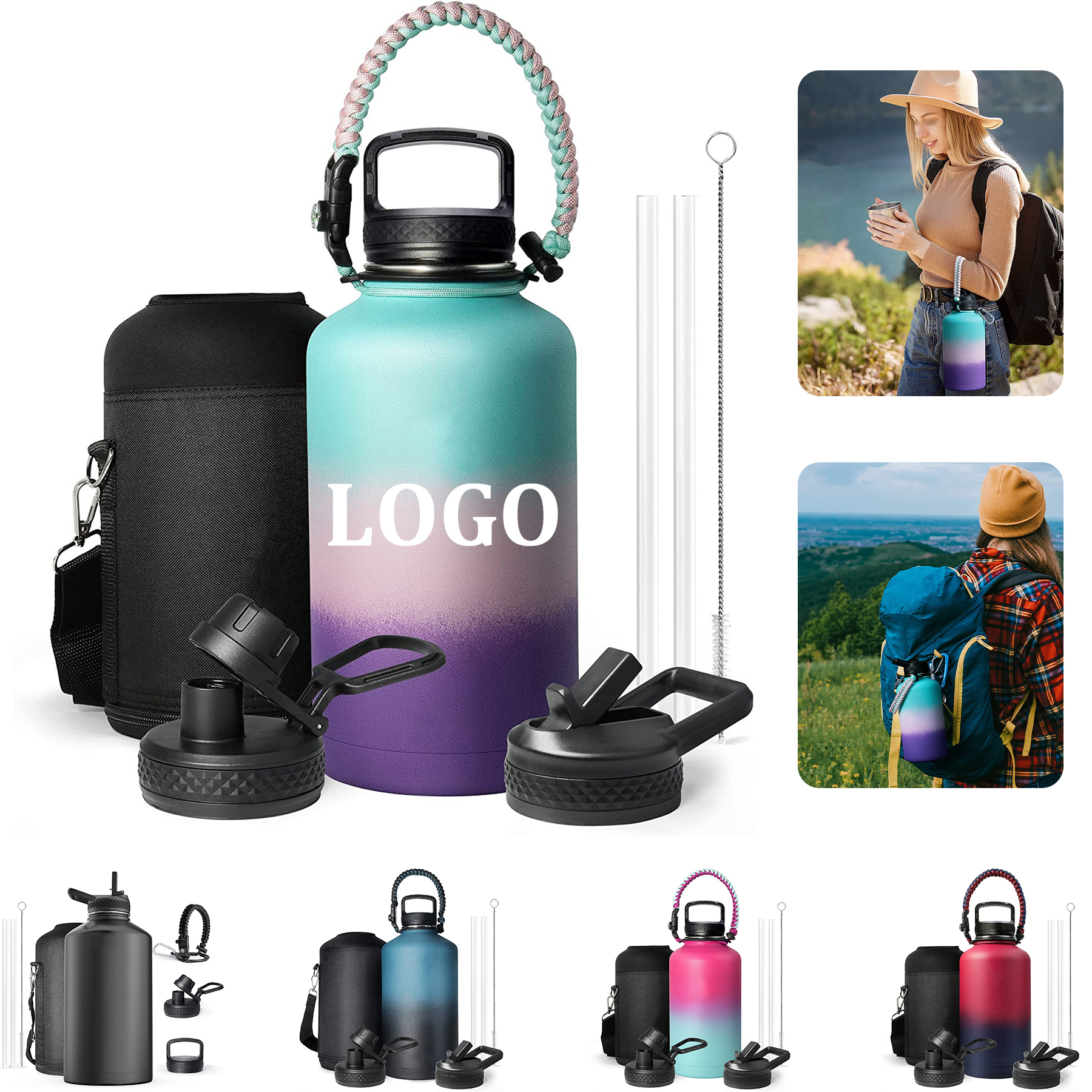 64oz Insulated Water Bottle, custom water bottle with logo imprint 2