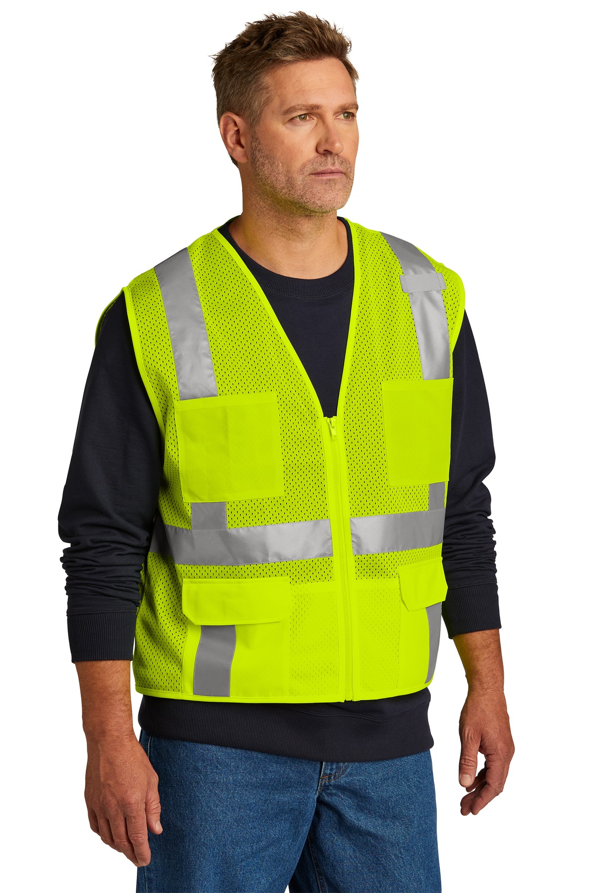 CornerStone ANSI 107 Class 2 Mesh Six-Pocket Zippered Vest. CSV104 6
