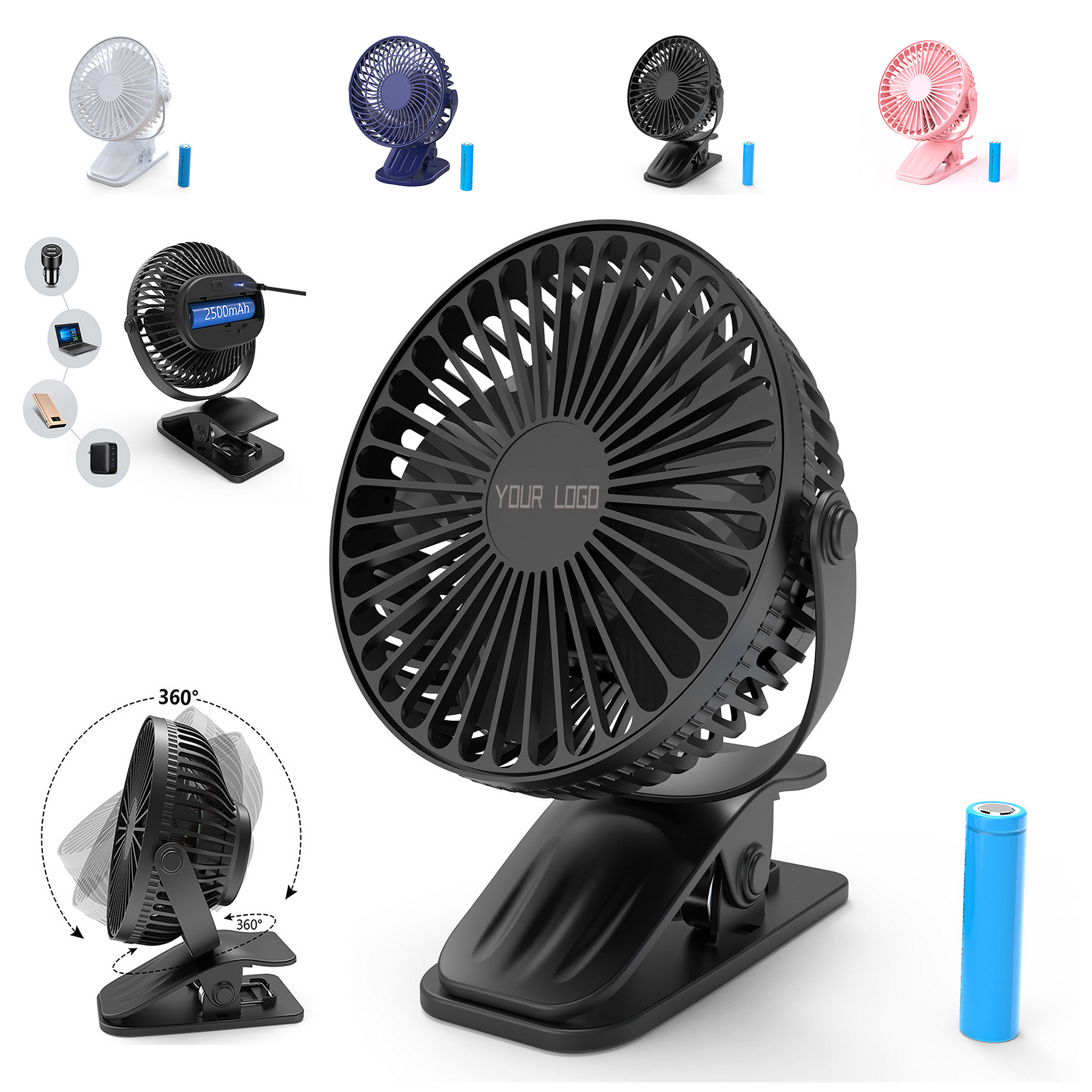 USB Clip Rechargeable Small Fan 2