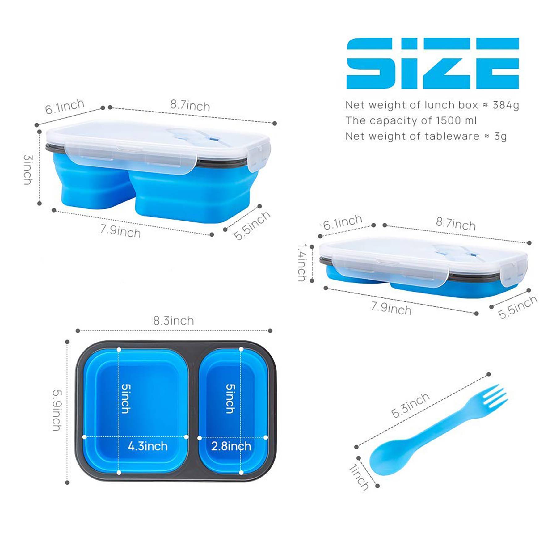 Foldable Stacked Silicone Microwave Oven Heating Lunch Box 6