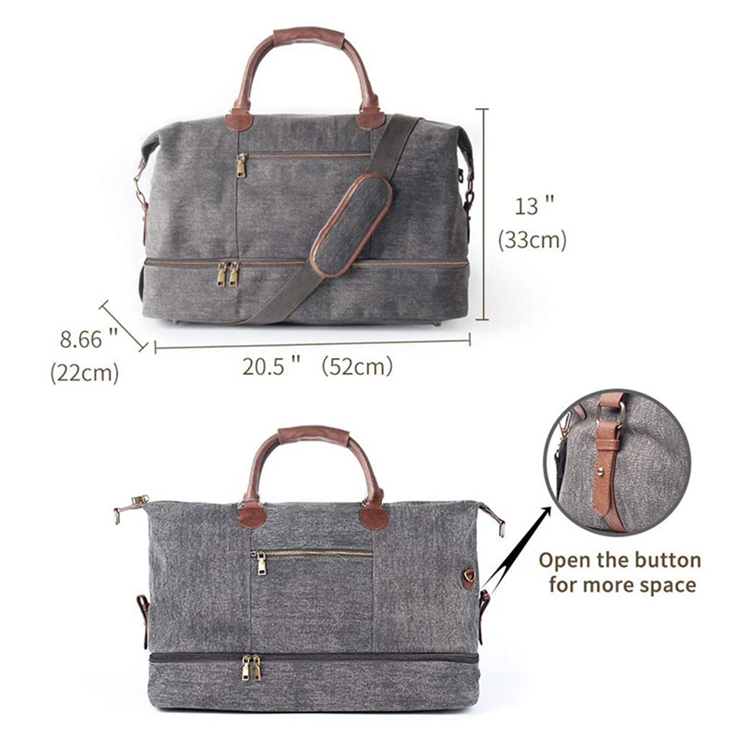 Canvas Weekender Bag with Shoe Pouch 3