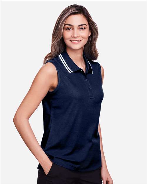 Women's CrownLux Performance® Plaited Tipped Sleeveless Polo - DG20SW 18