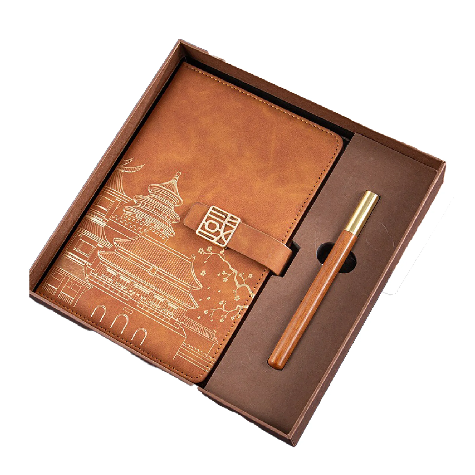 A5 Vintage Chinese Notebook Gift Box Edition-Sandalwood pen 3