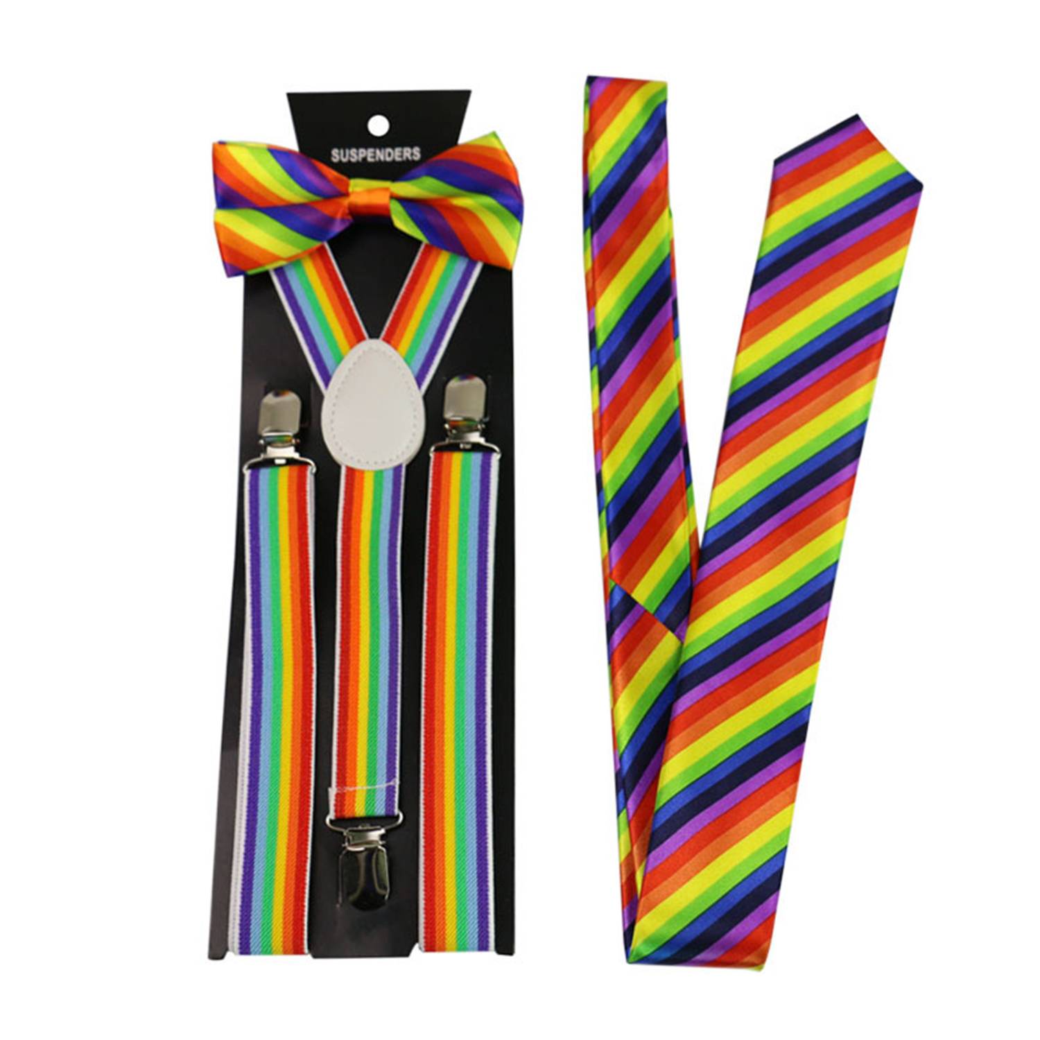 Rainbow Suspenders w/ Bow Tie Three-piece Set 7