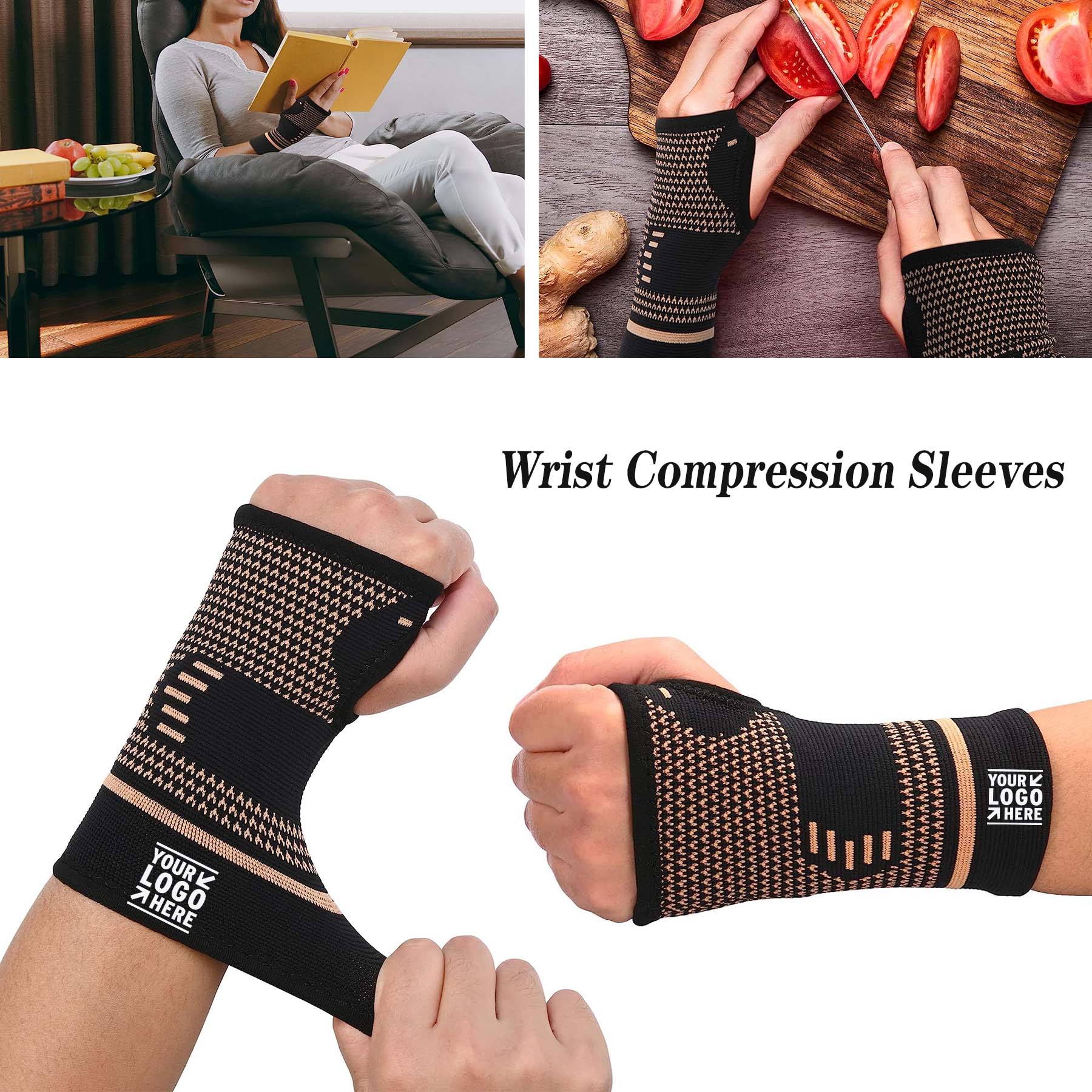 1 Pair Women and Men Copper Wrist Compression Sleeves