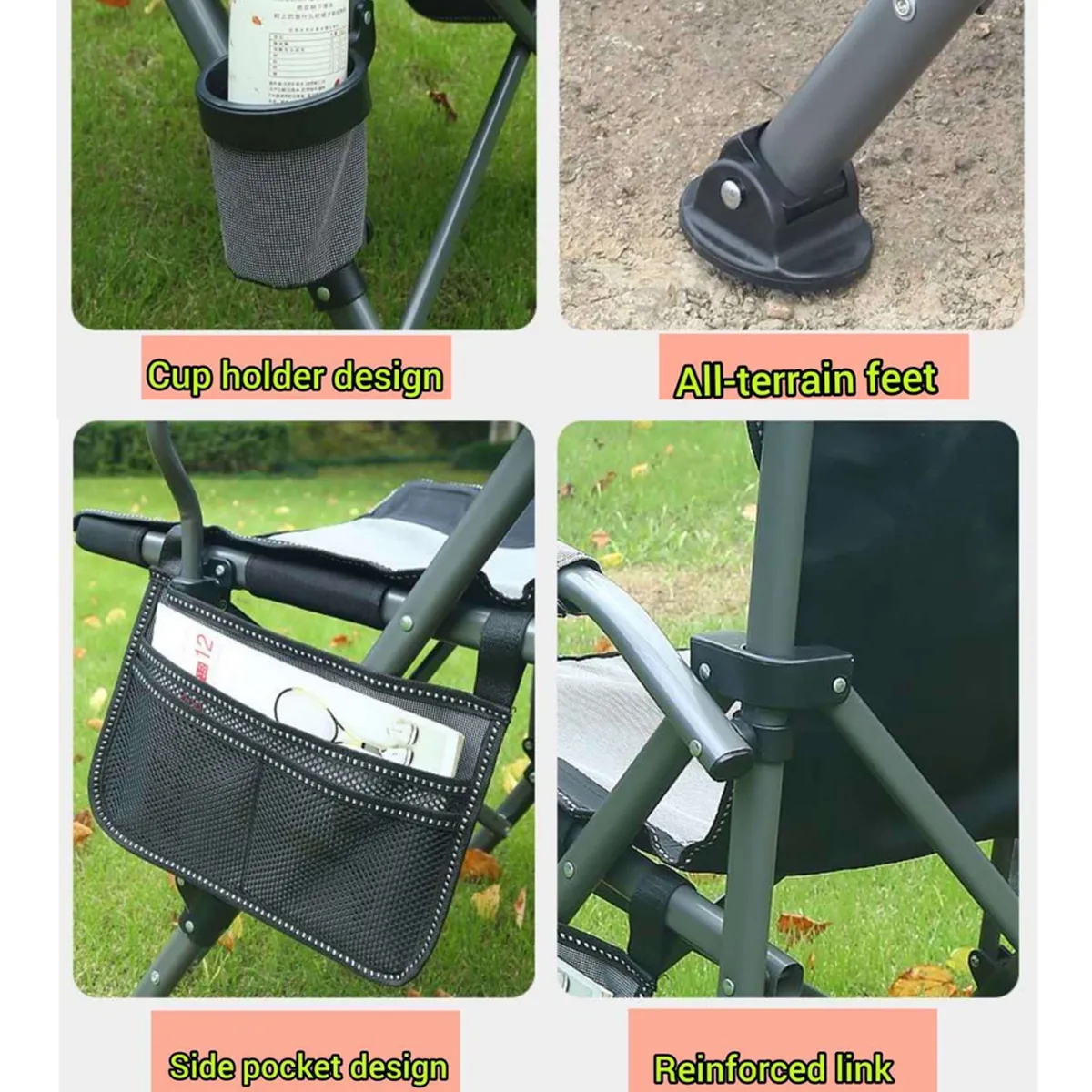 Easily Fold Outdoor Heavy Duty Camping Chair with Cup Holder 4