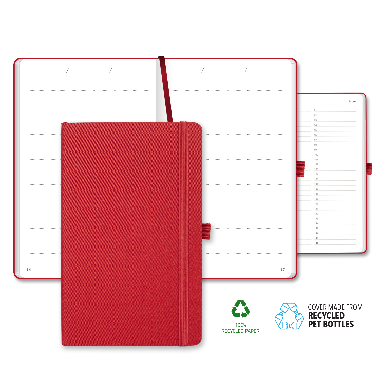 Castelli Oceano ECO rPET Medio Lined Recycled White Page Journal 9