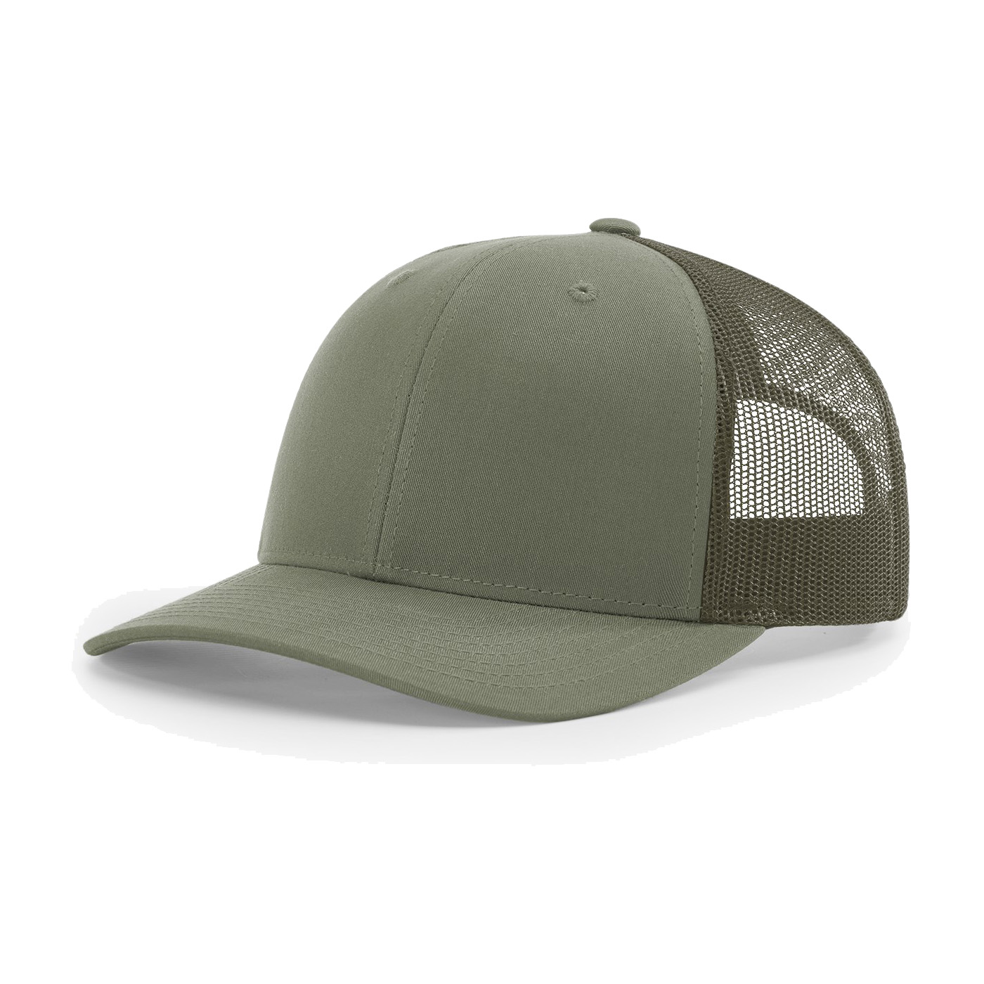 Richardson 112 6-Panel Snapback Trucker Hat w/Leatherette Adhesive Patches or Embroidery 135
