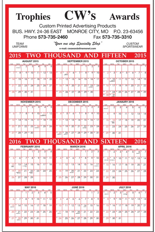 Academic Year View Poster Wall Calendar