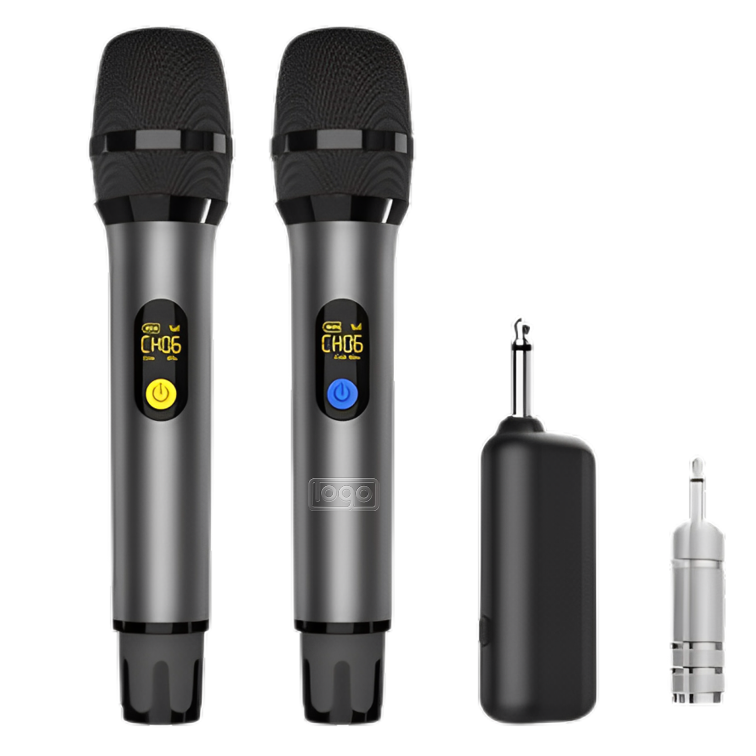 Rechargeable 1-Tx 2-Handheld Wireless Microphone Set