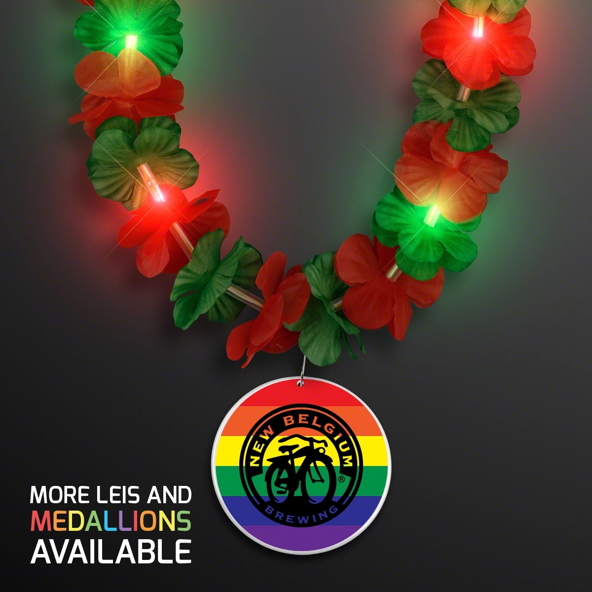 LED Christmas Lei Party Necklace with Rainbow Medallion 2