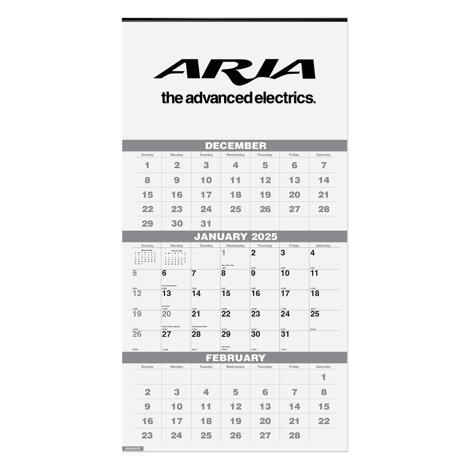 Three Months at a Glance Calendar