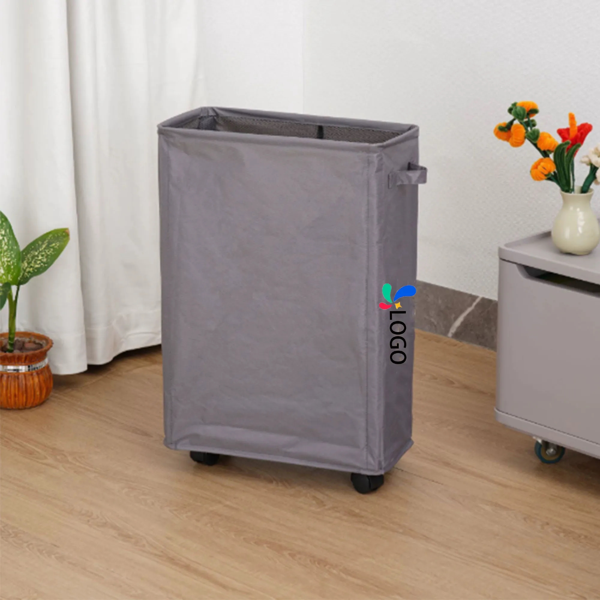 Rolling Slim Laundry Basket 1