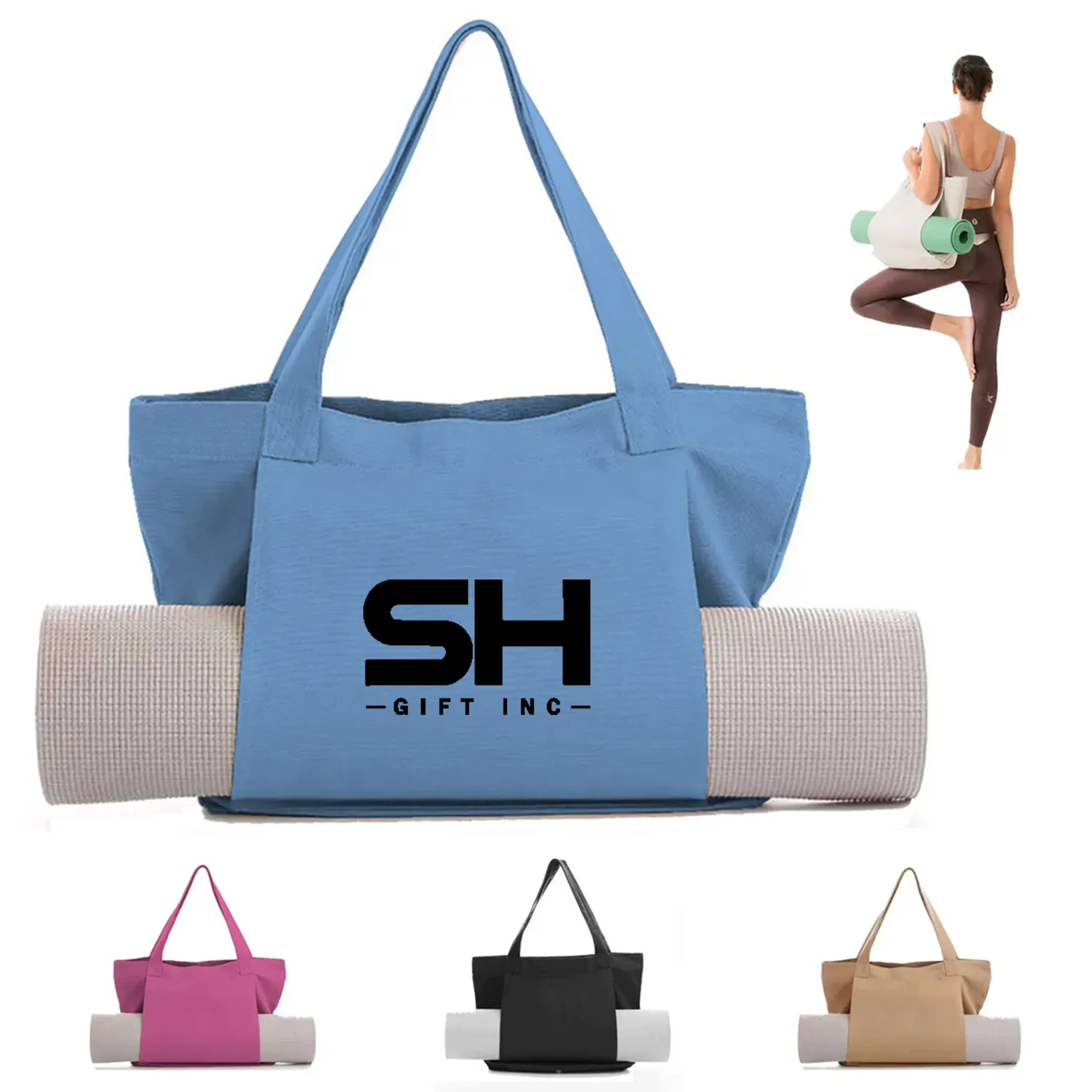 Big Capacity Yoga Mat Carrier Fitness Canvas Tote Bag 2