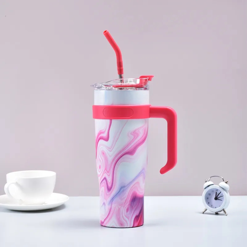 40oz Tumbler with Handle and Straw Lid Stainless Steel 6