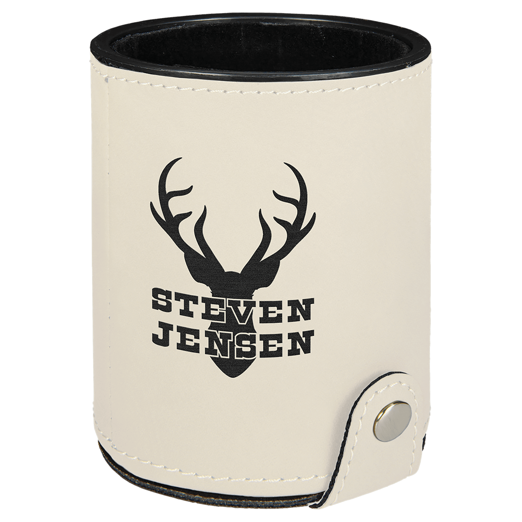 White Leatherette Dice Cup with 5 Dice 2