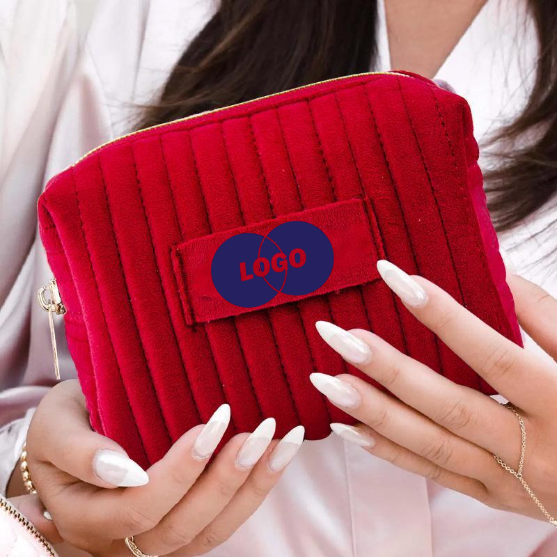 Quilted Velvet Cosmetic Pouch 4