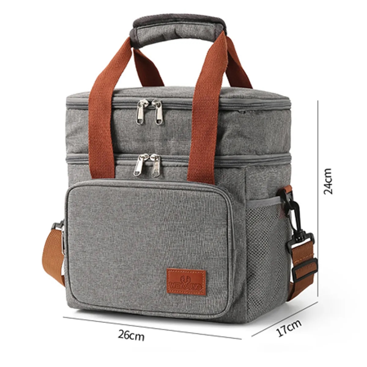 Reusable Leakproof Double Deck Soft Insulated Tote Lunch Bag 2