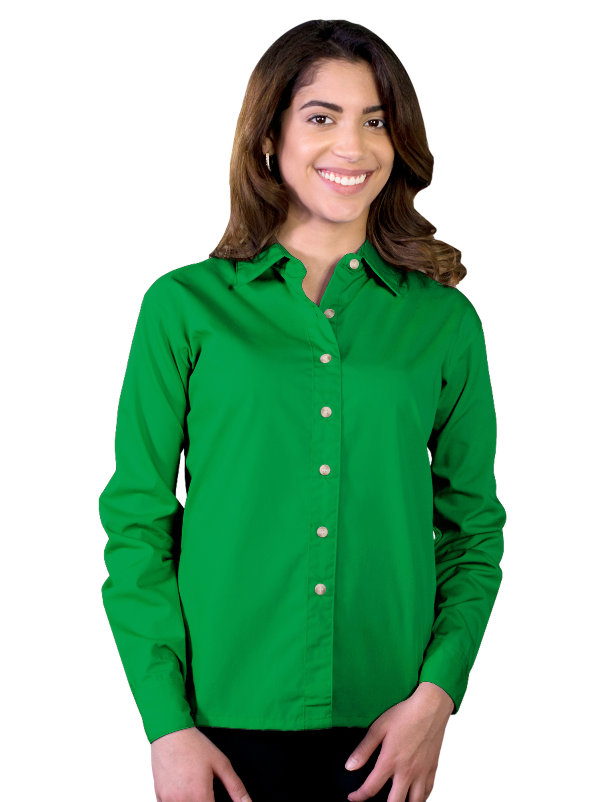 Blue Generation - Women's Pocketless Long Sleeve Superblend Poplin Shirt 30