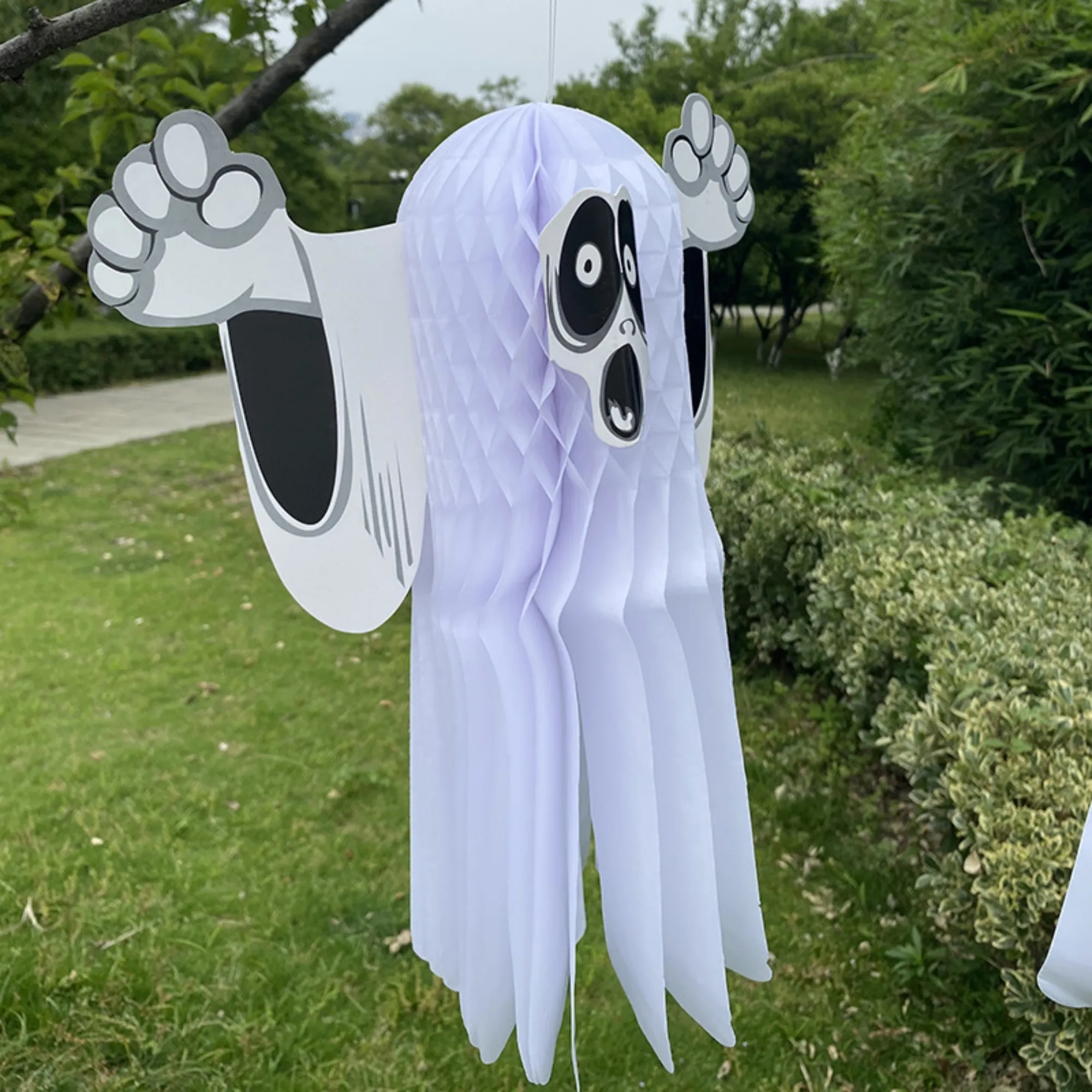 Paper Ghost Halloween Honeycomb Decorations 3
