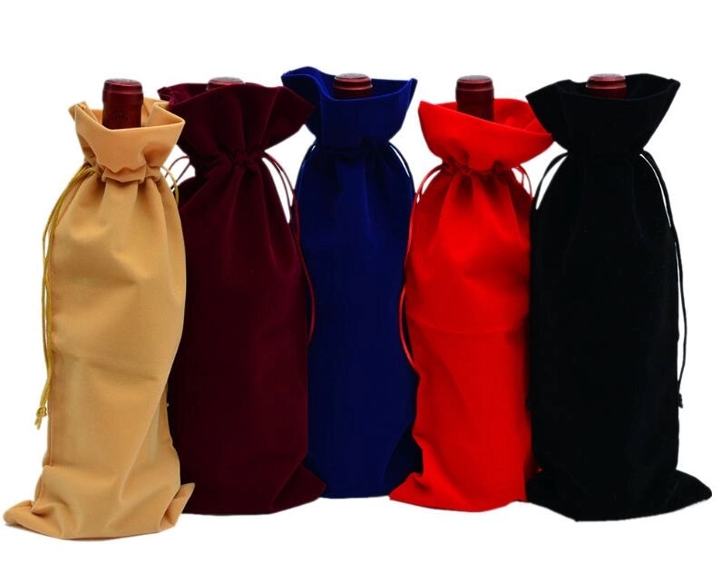 Velvet Wine Bottle Bag with Drawstring 2